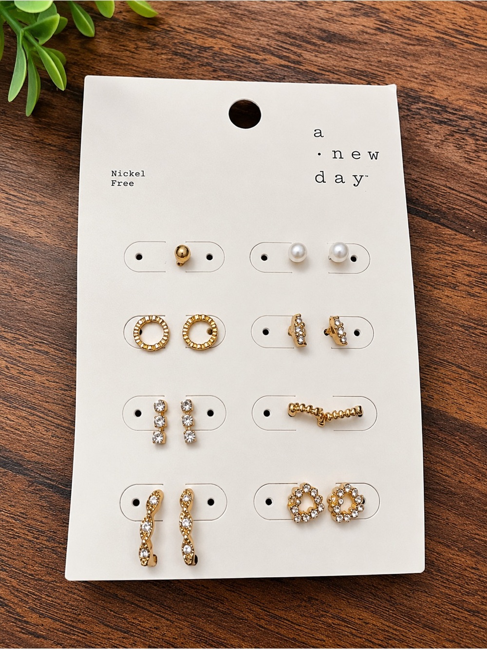 A New Day Gold Tone Stud & Hoop Earrings Mixed Set 11 Pairs + Single
